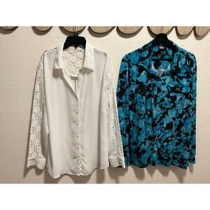 Bundle 2pcs INC International Blue Black  and New York and co white size XL